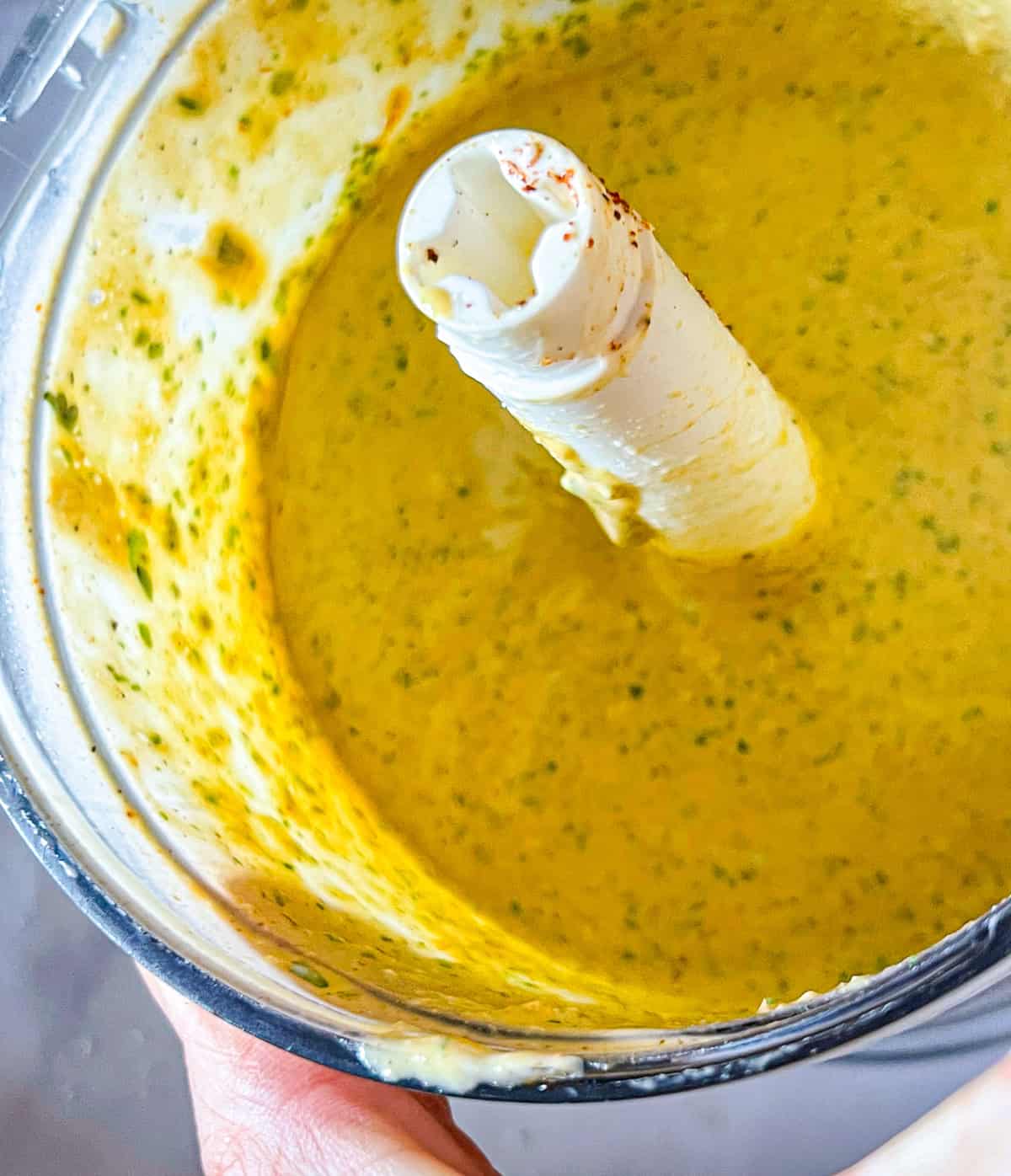 chipotle lime salad dressing blended in the processor.