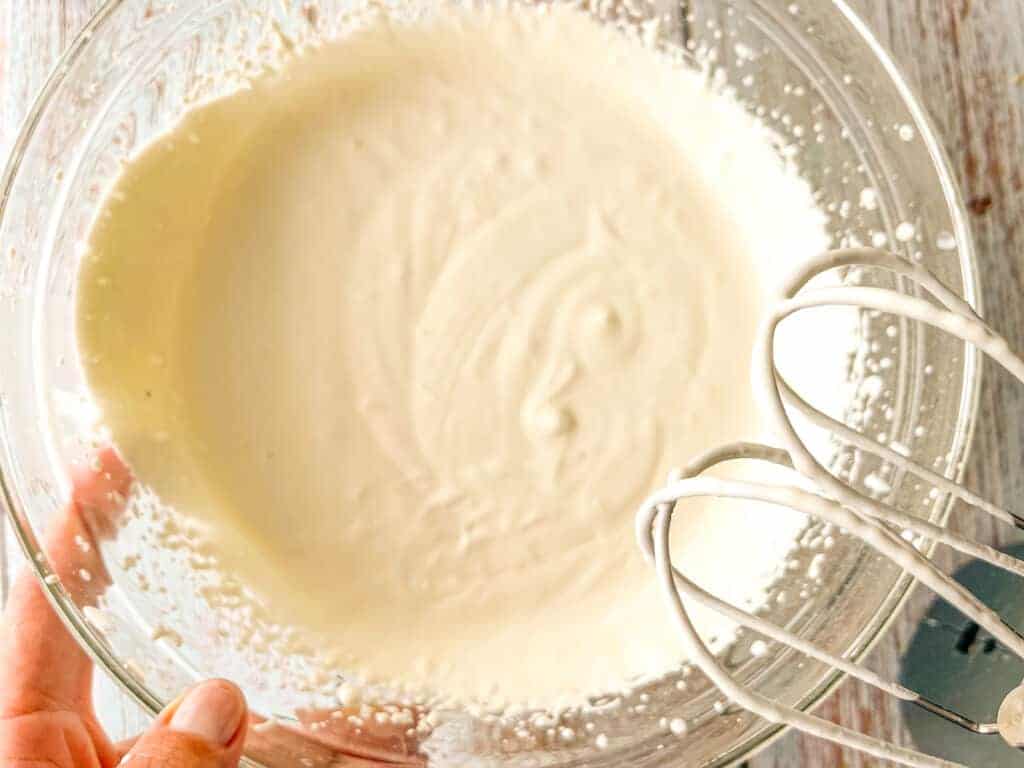 soft peak whipped cream in a bowl