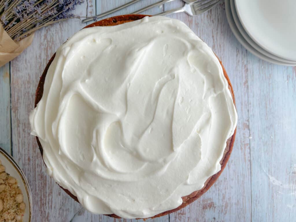 cake with whipped cream on a plate