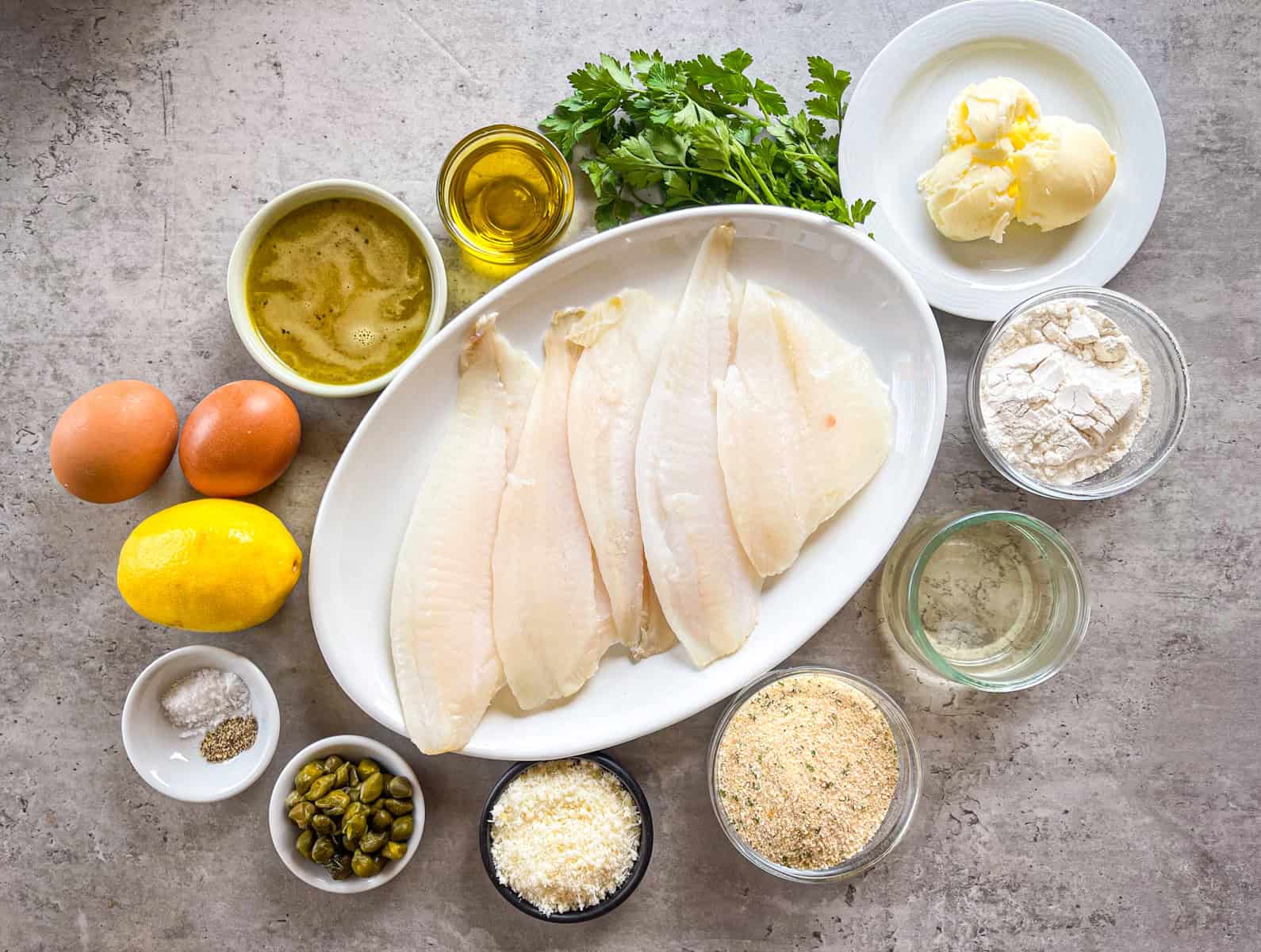 ingredients for fish piccata recipe.