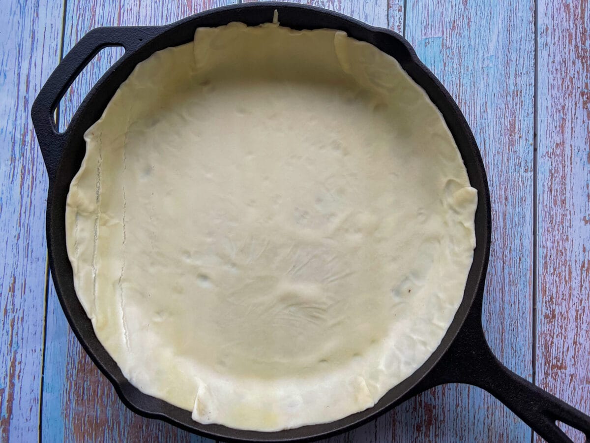 pie crust pressed into skillet. 