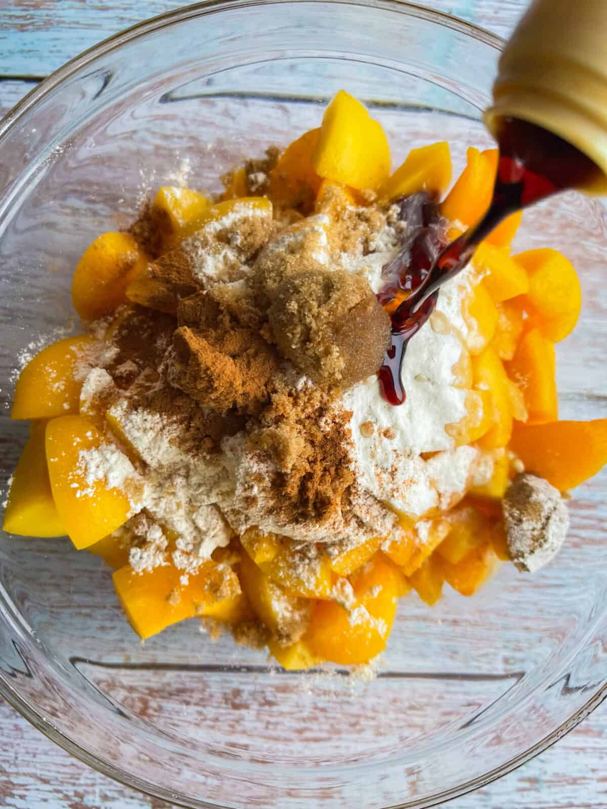 spices and vanilla added to peaches.