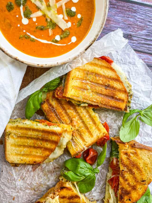Caprese Panini & Creamy Tomato Soup - Weekday Pescatarian