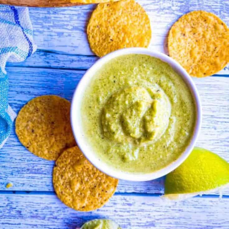 Taco Sauce in a bowl with chip