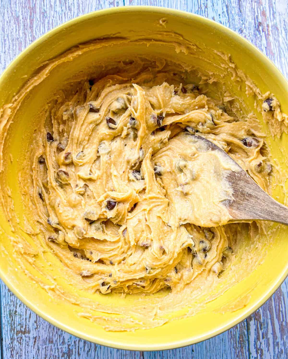 chocolate chips added to dough mix