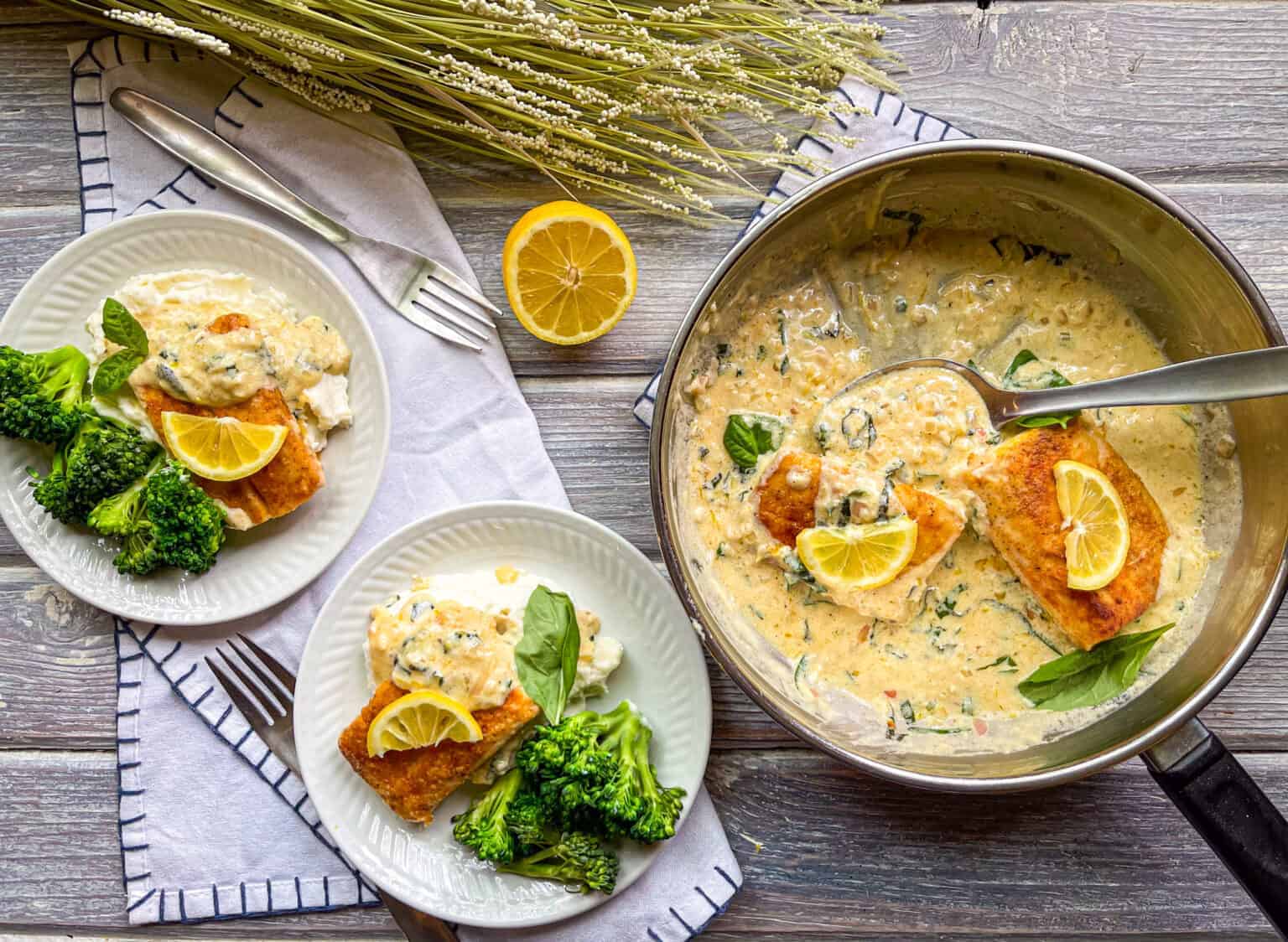 Pan Seared Mahi Mahi in Garlic Mascarpone Sauce Weekday Pescatarian