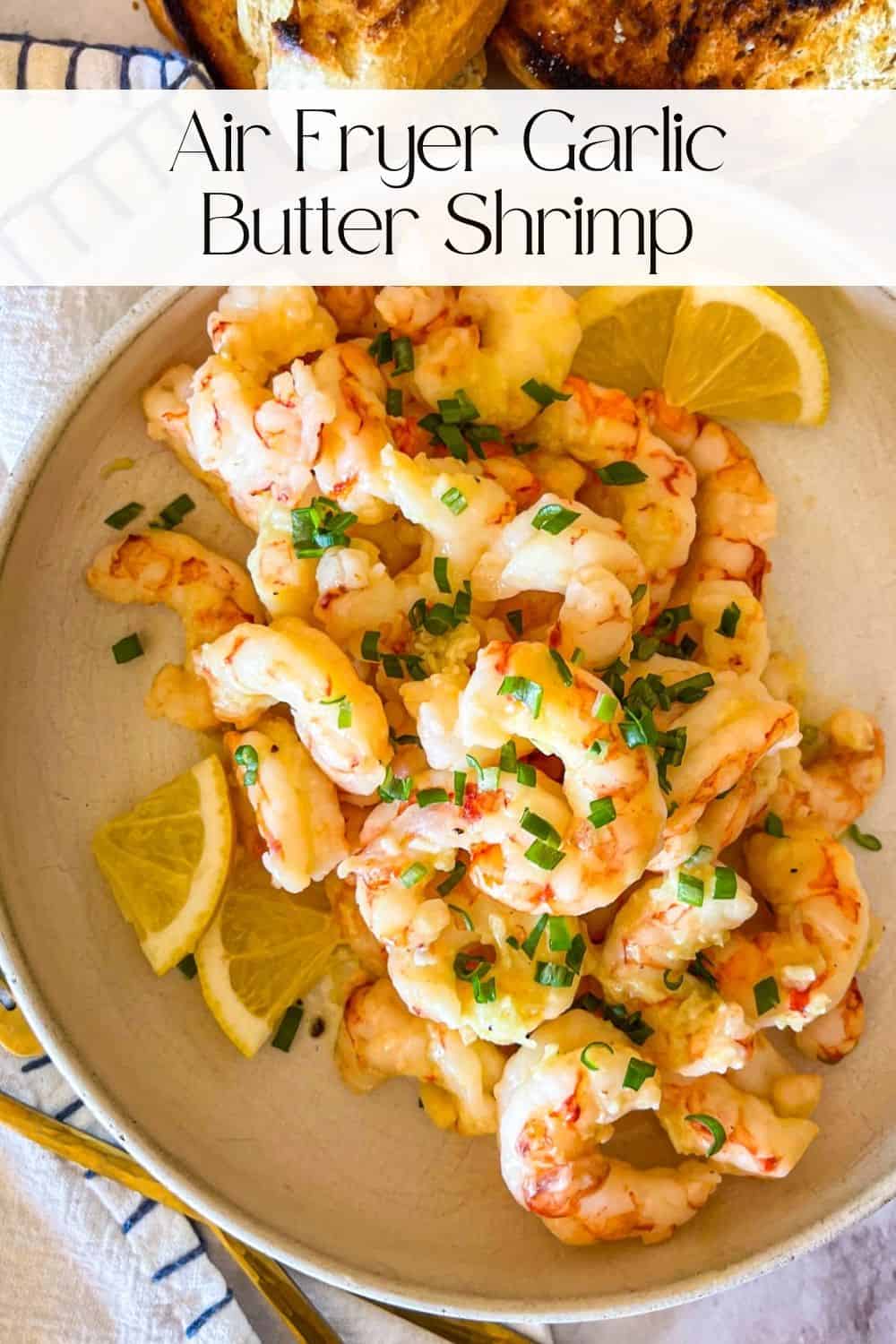 Poster of Garlic Shrimp on a white plate ..
