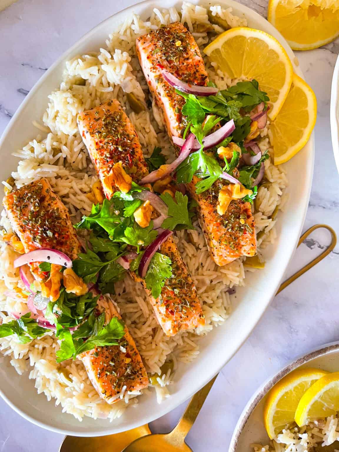 Slmon And Rice Salmon and Rice Recipe | Mediterranean One-Pot Dinner