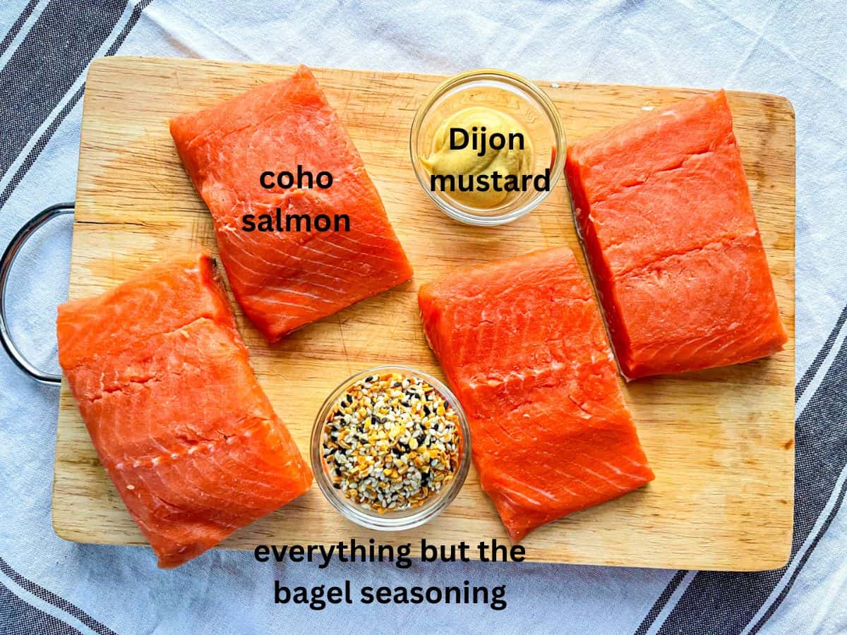All ingredients for coho salmon laid out on the table.