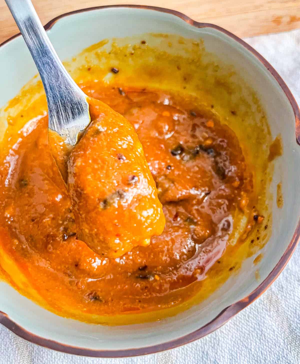 Marinade mixed in a bowl.