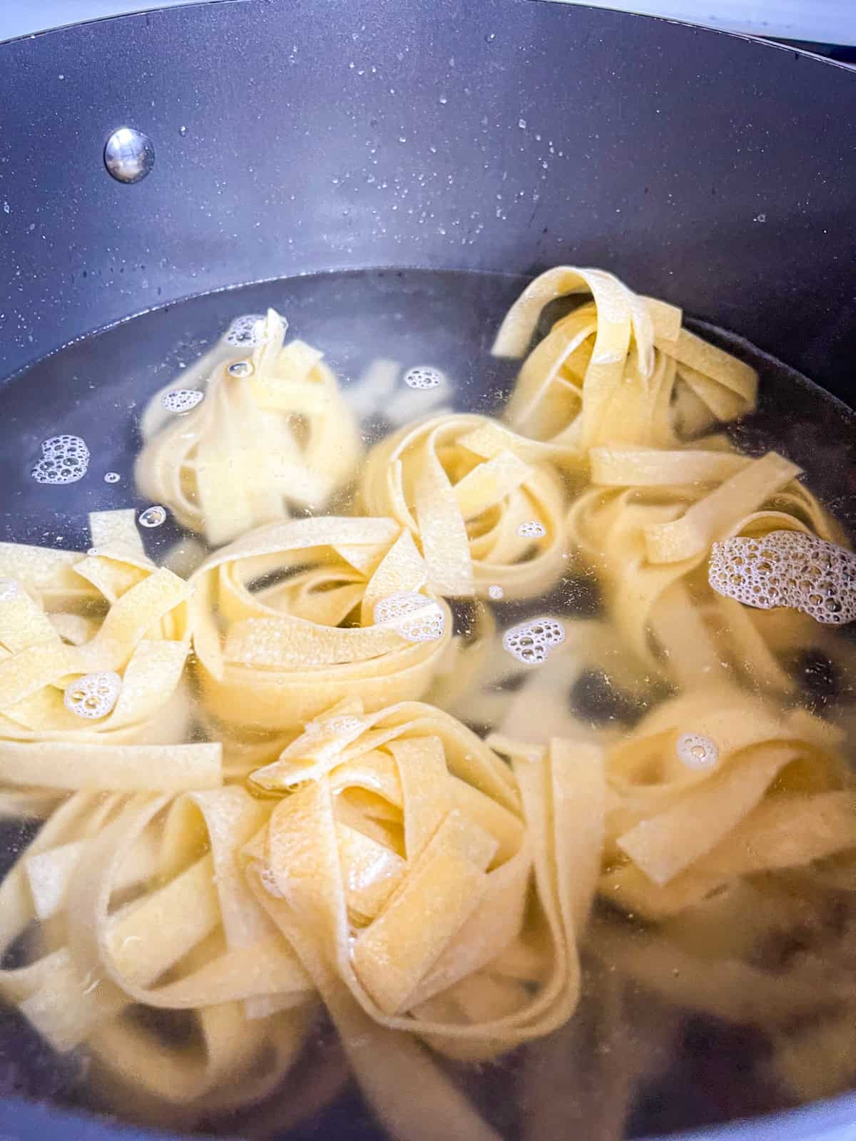 Pasta cooked in a pot.
