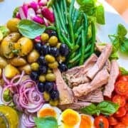 Tuna Nicoise Salad on a platter.