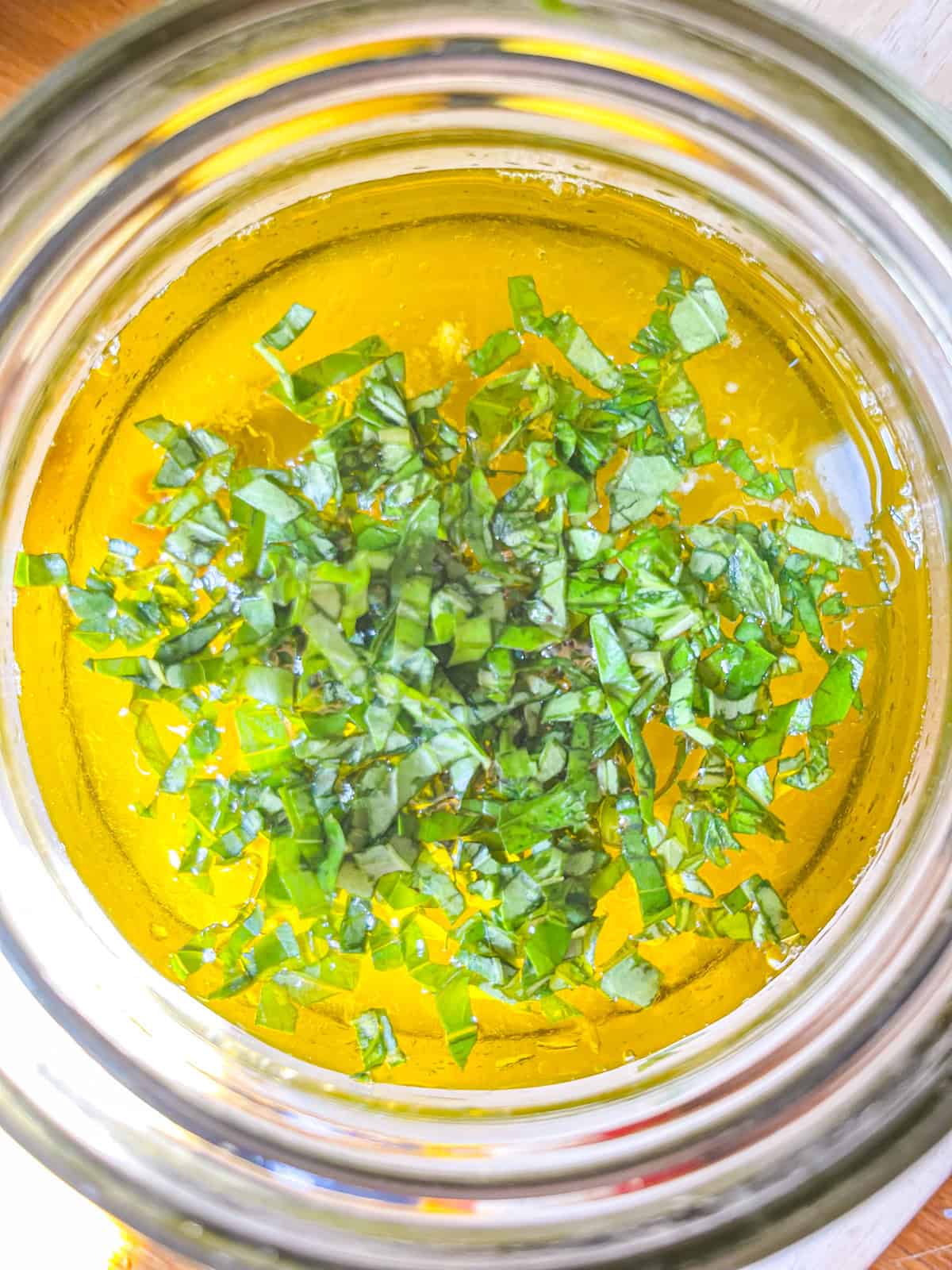 dressing ingredients in a jar.