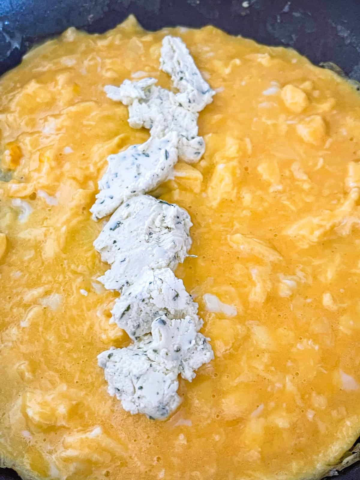 Borsin cheese laid out on eyes.