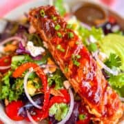 Grilled Salmon on a Salad.