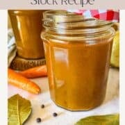 2 jars filled with stock on a table.