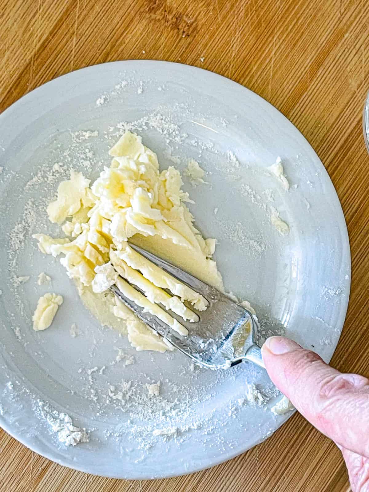 Flour mixed with butter.