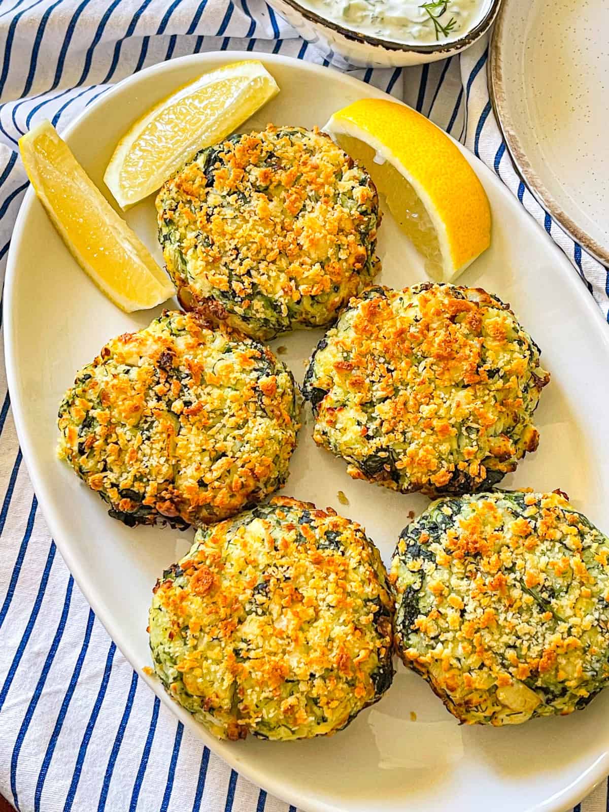 Fish cakes on a plate.