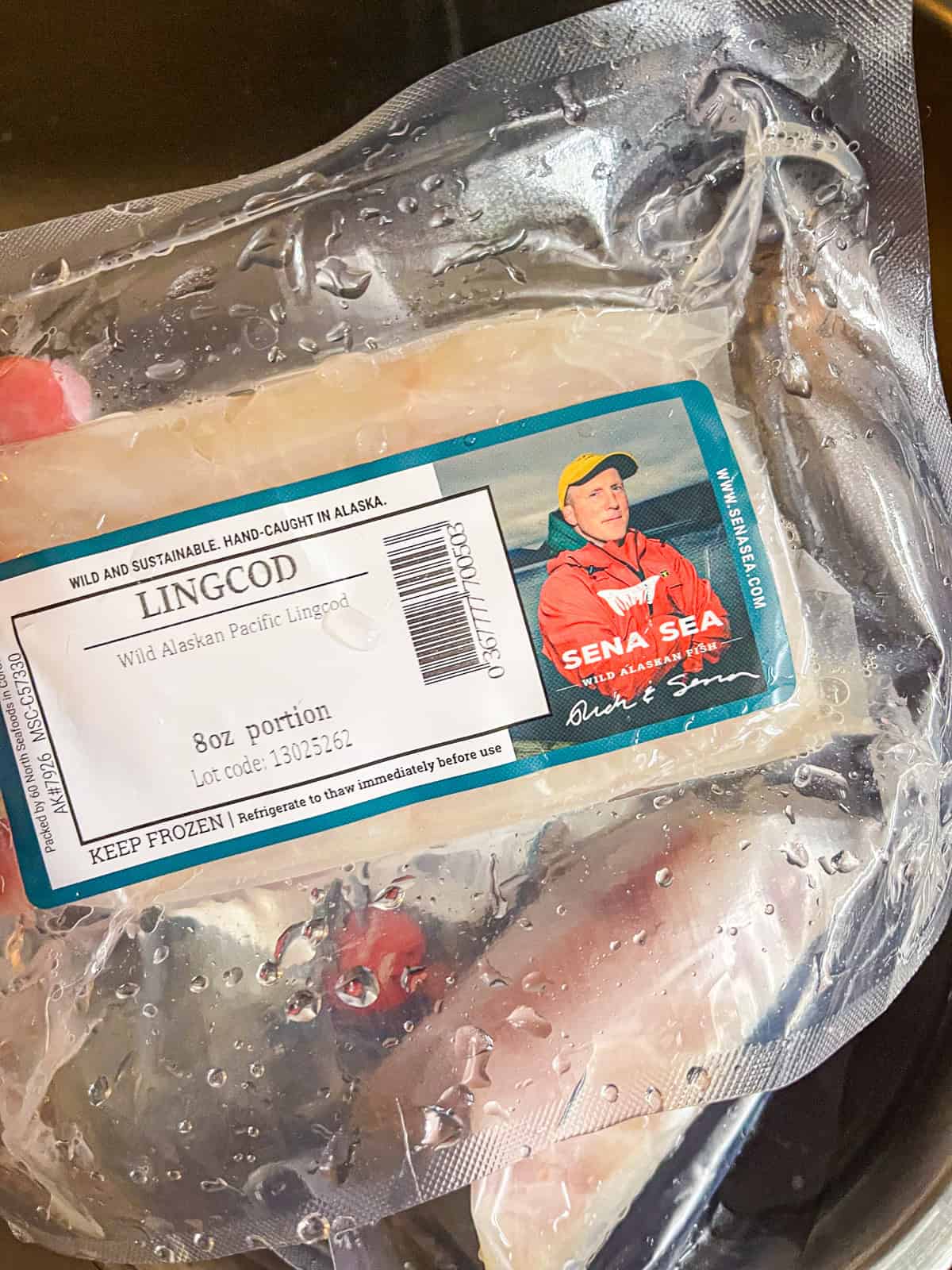 Ling Cod from Sena Sea in a vacuum sealed bag.