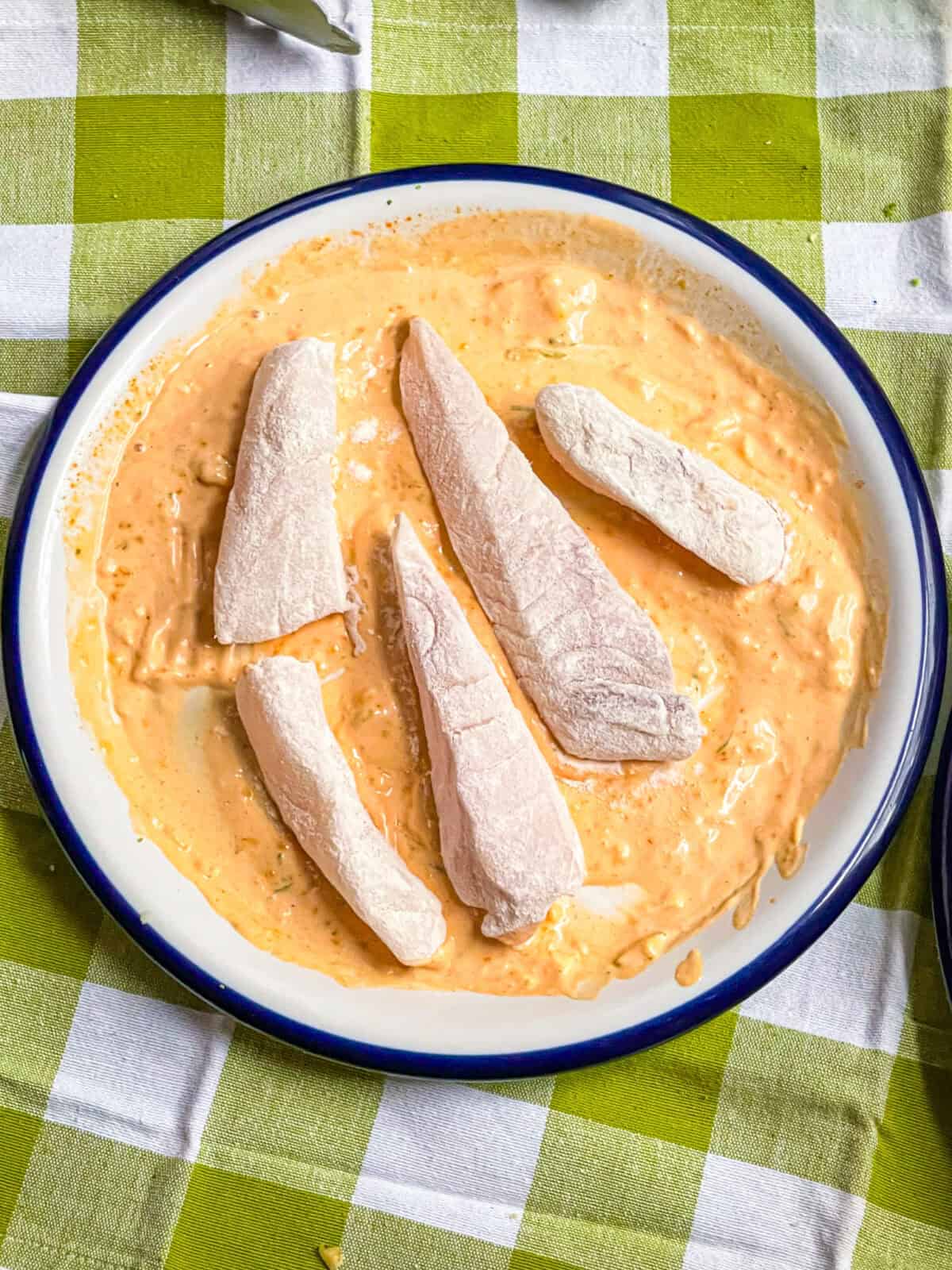 Duster rockfish in slurry mix.