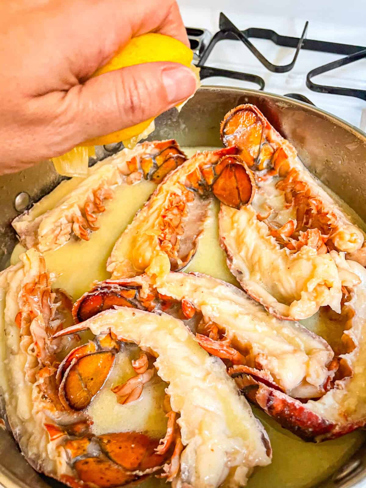 Lobster in butter sauce.