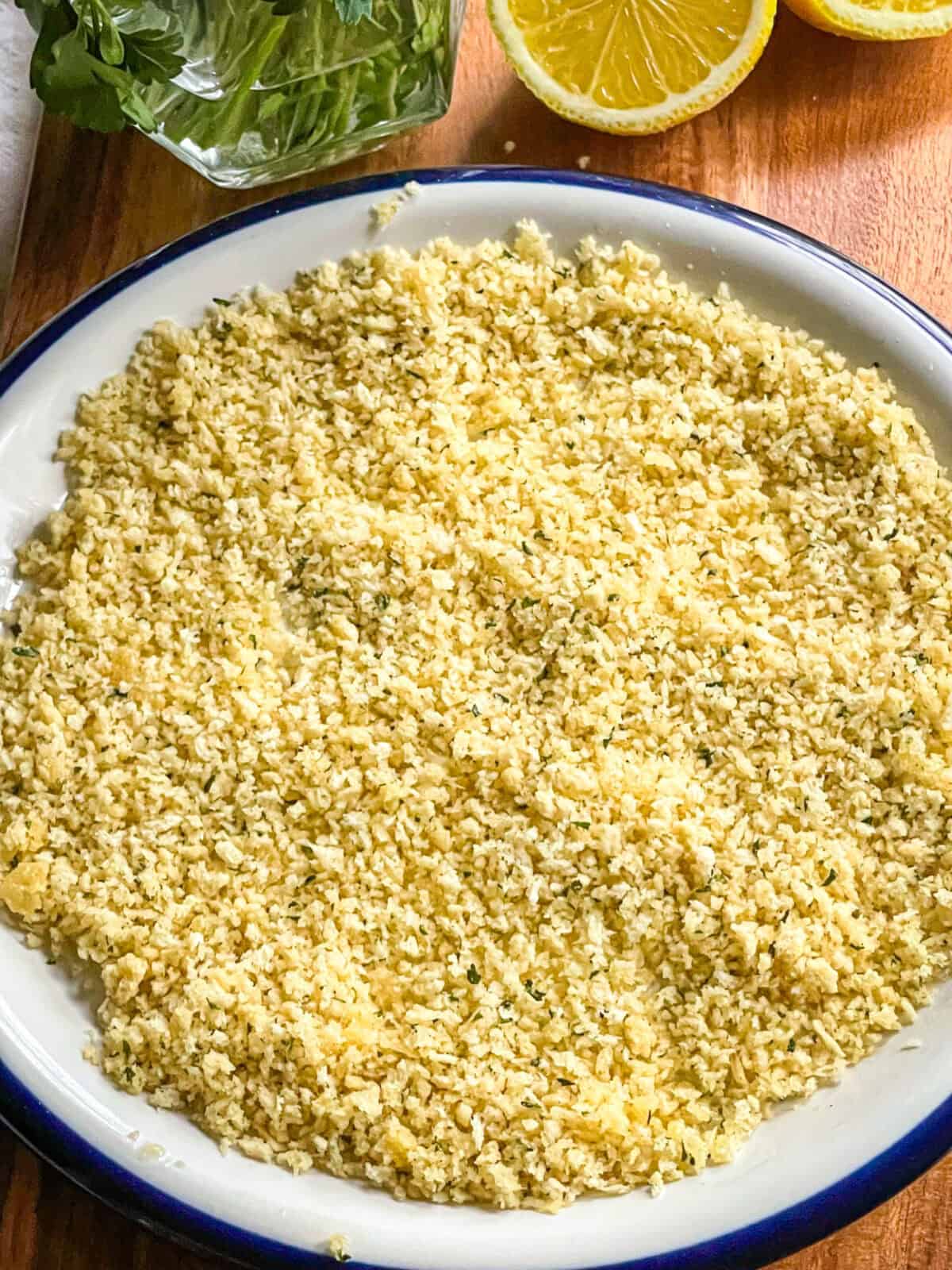Panko breadcrumbs on a table.