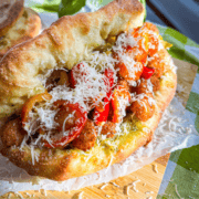 Shrimp Parm Sandwich On a table.