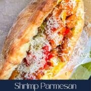 Shrimp Parm Sandwich On a table.