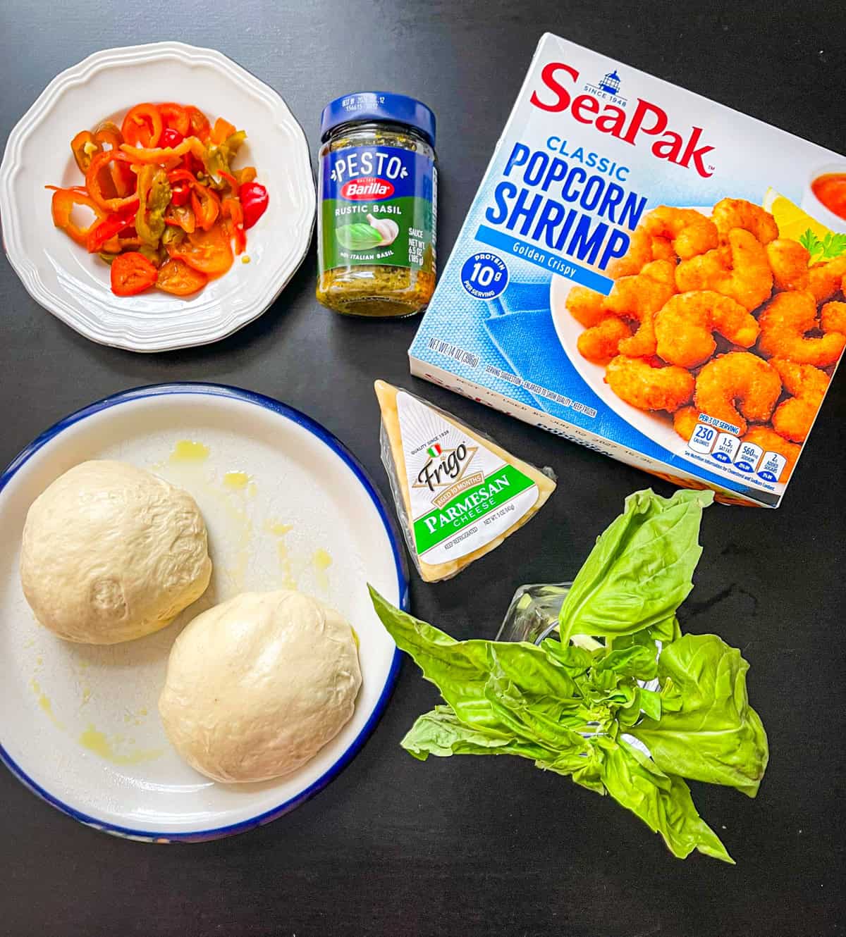 Ingredients for Shrimp Parmesan Sandwich.