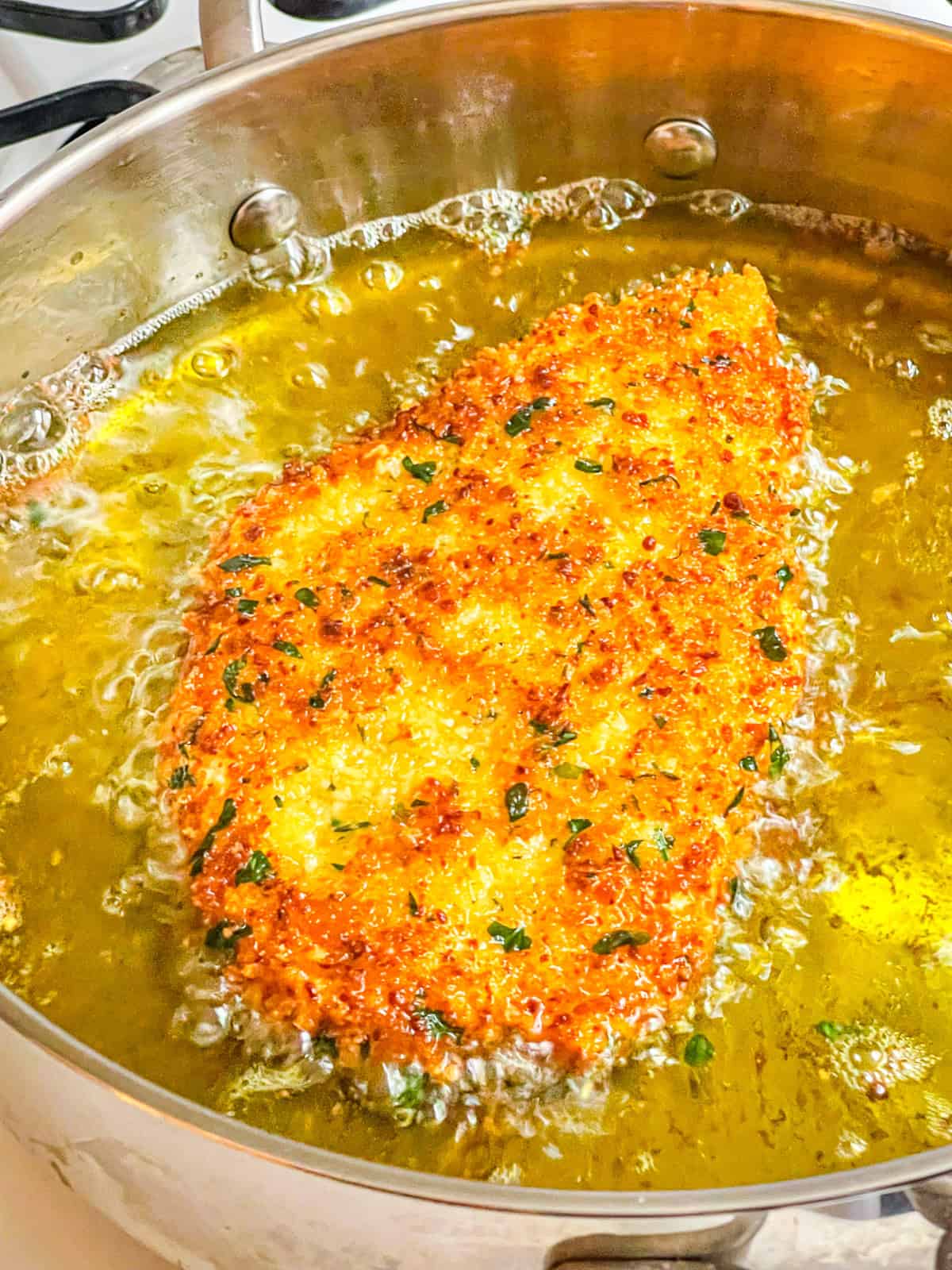 halibut cutlet in oil.