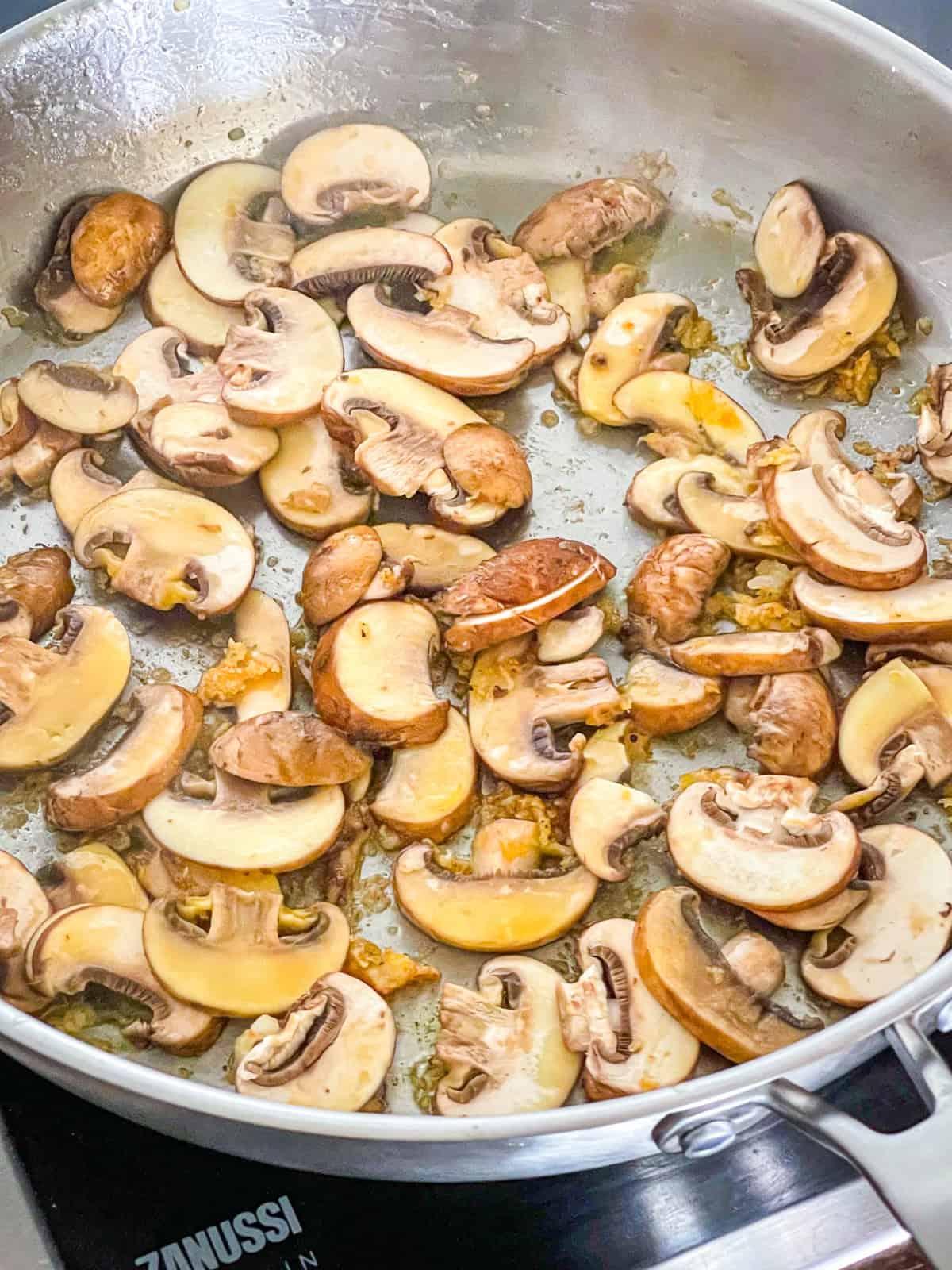 Mushrooms cooked in a skillet