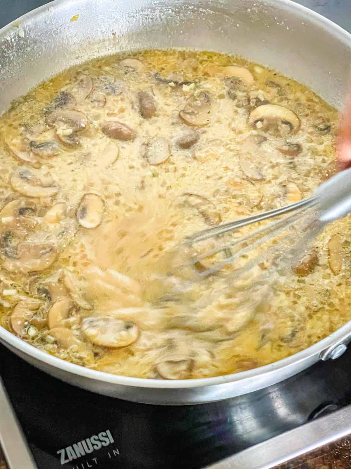 marsala sauce stirred with whisk