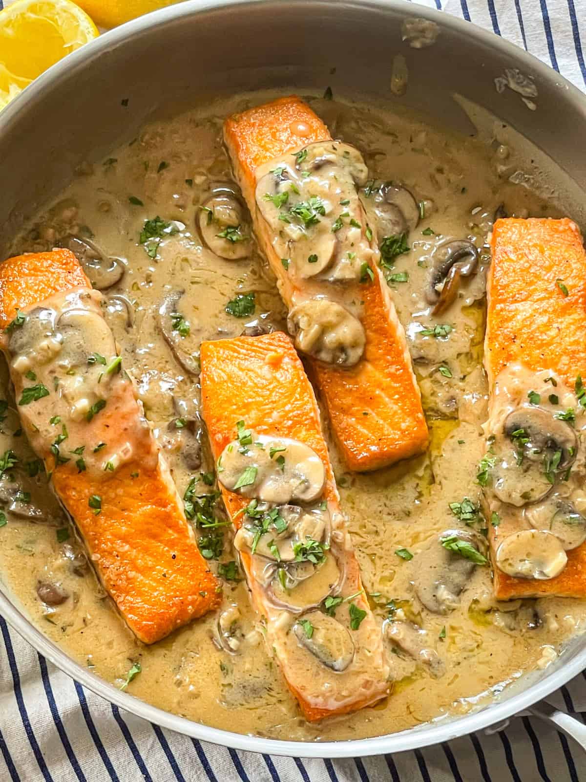 Salmon Marsala in Pan