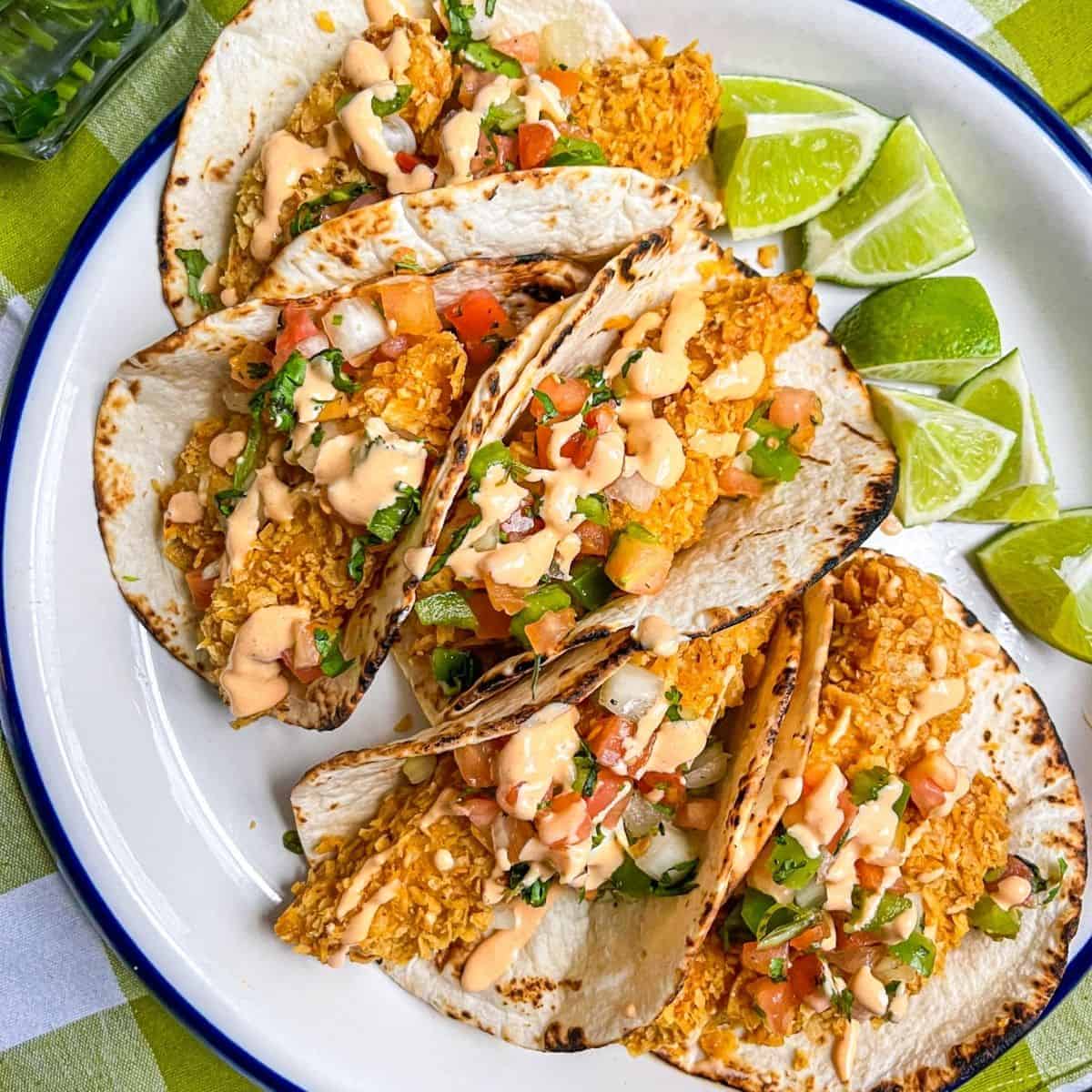 Tortilla Crusted Fish Tacos | Easy Air Fryer Recipe