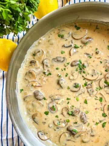 Marsala sauce in a skillet