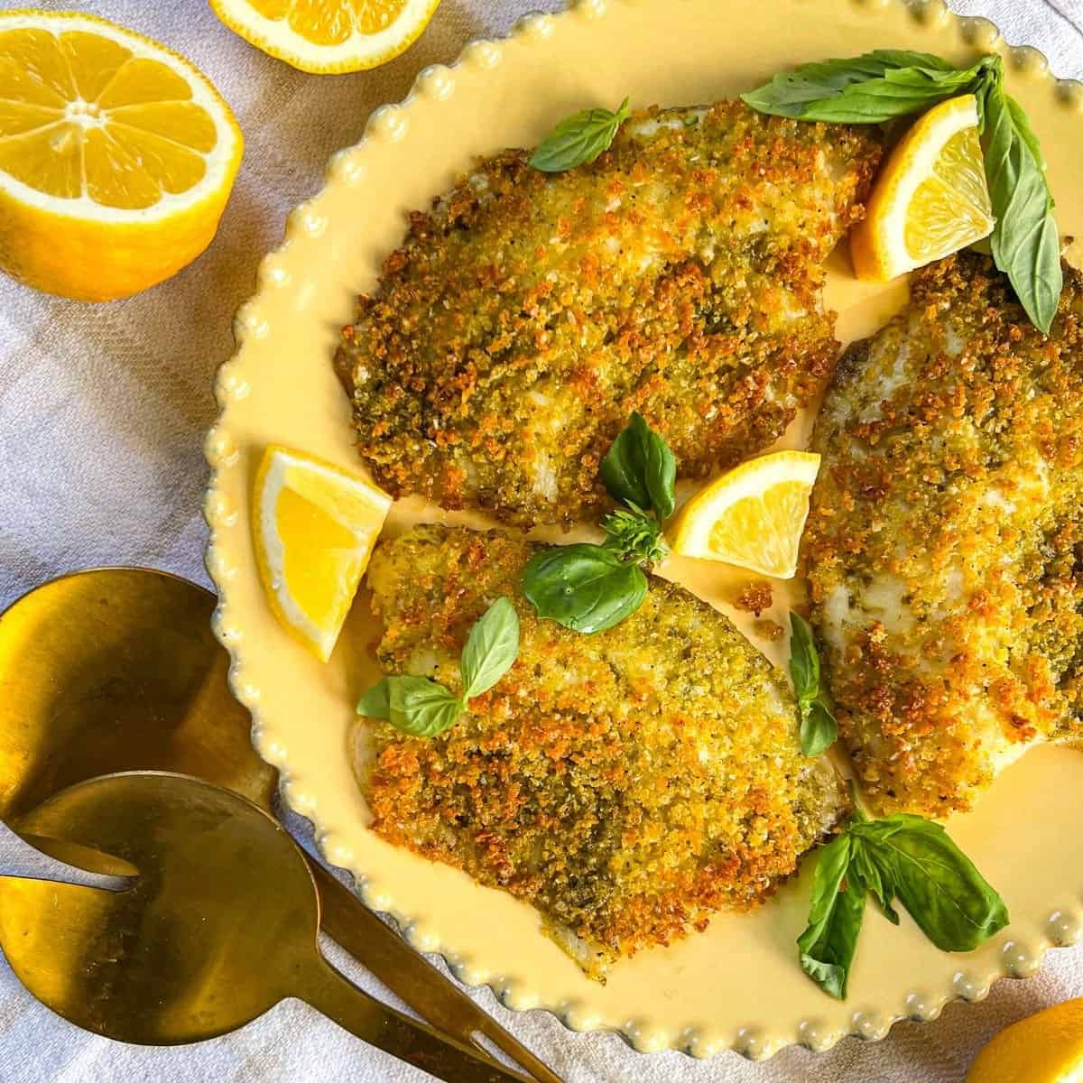 Air Fryer Tilapia with Crispy Pesto Panko Crust