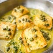 Cod Piccata in a pan.