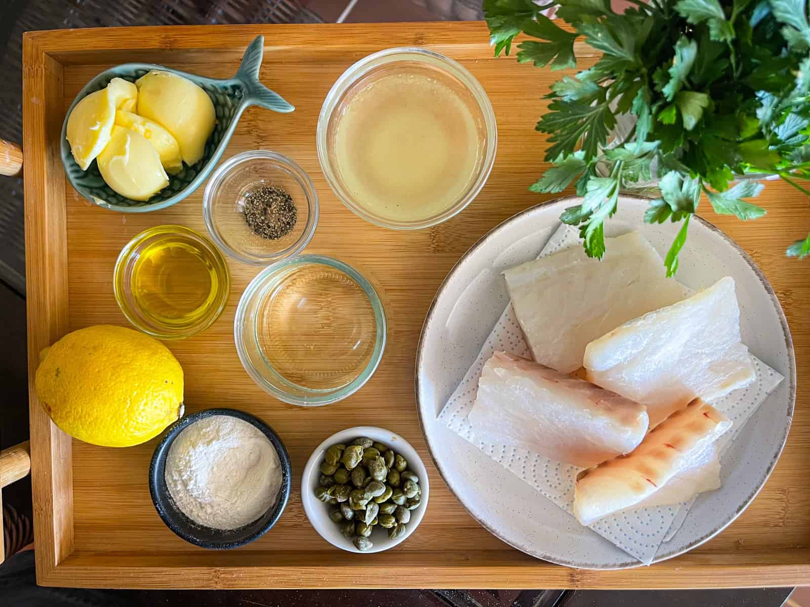 Ingredients for COd Piccata.