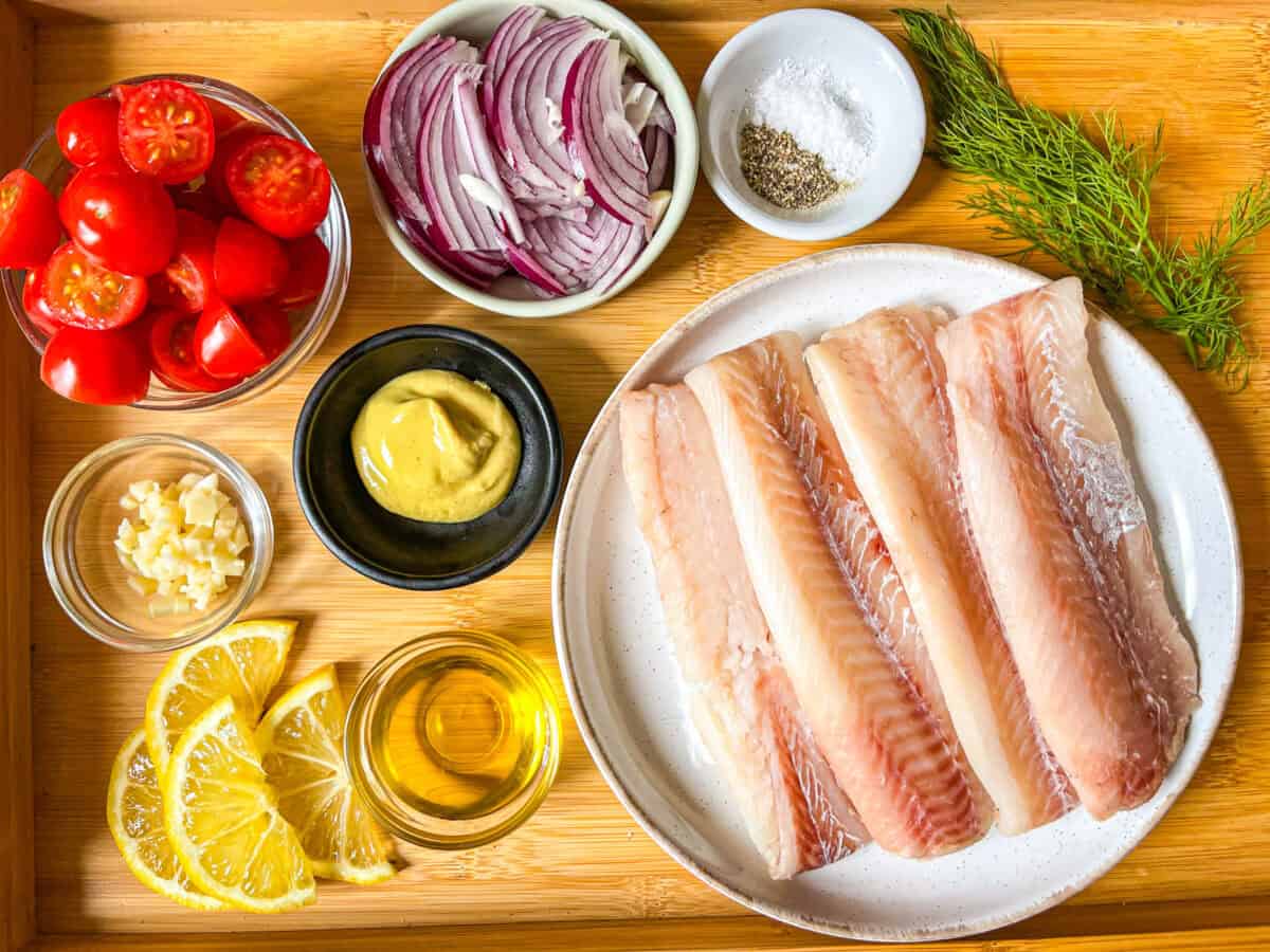 Ingredients for pollock en papillote