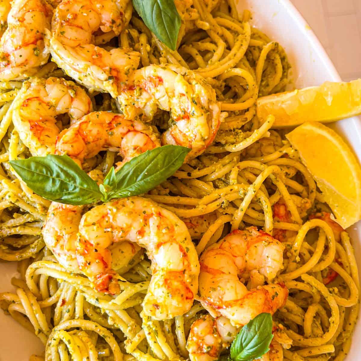 Spaghetti Pesto Shrimp