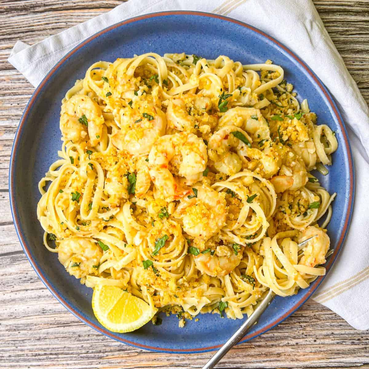 Italian Shrimp Scampi Fettuccine