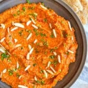 Romesco sauce in a bowl.