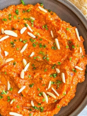 Romesco sauce in a bowl.