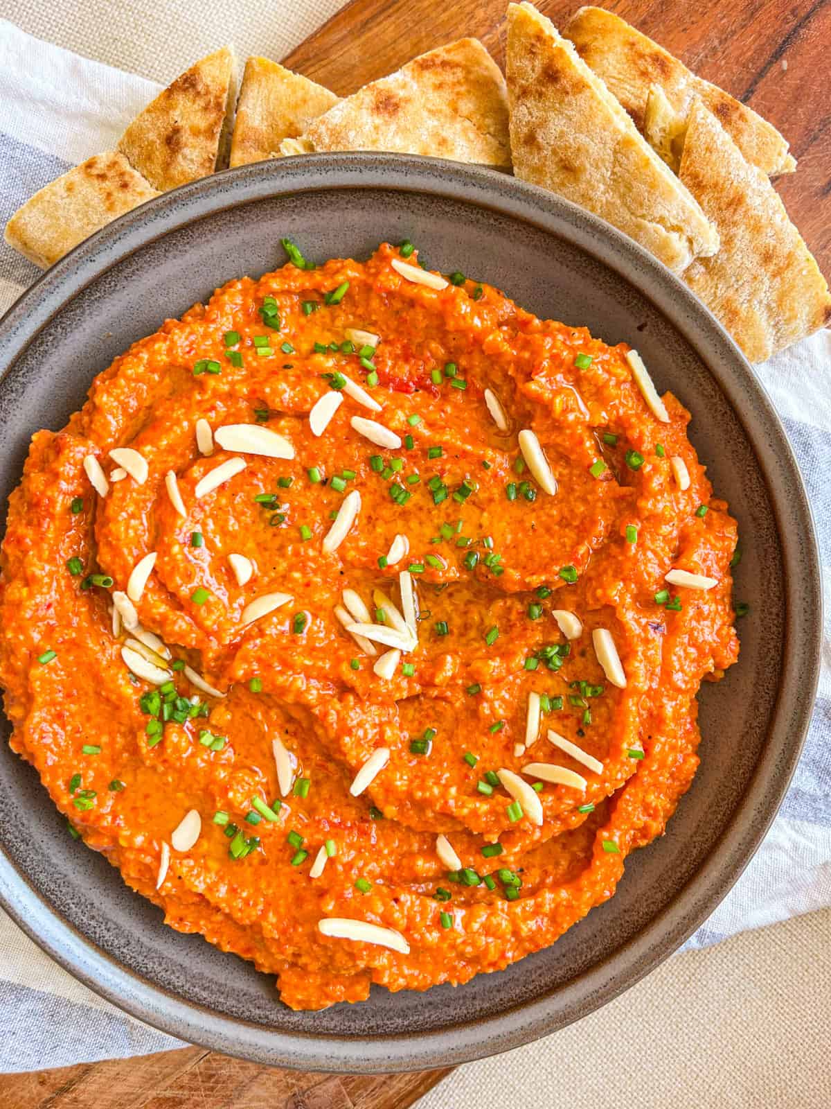 Romesco sauce in a bowl.