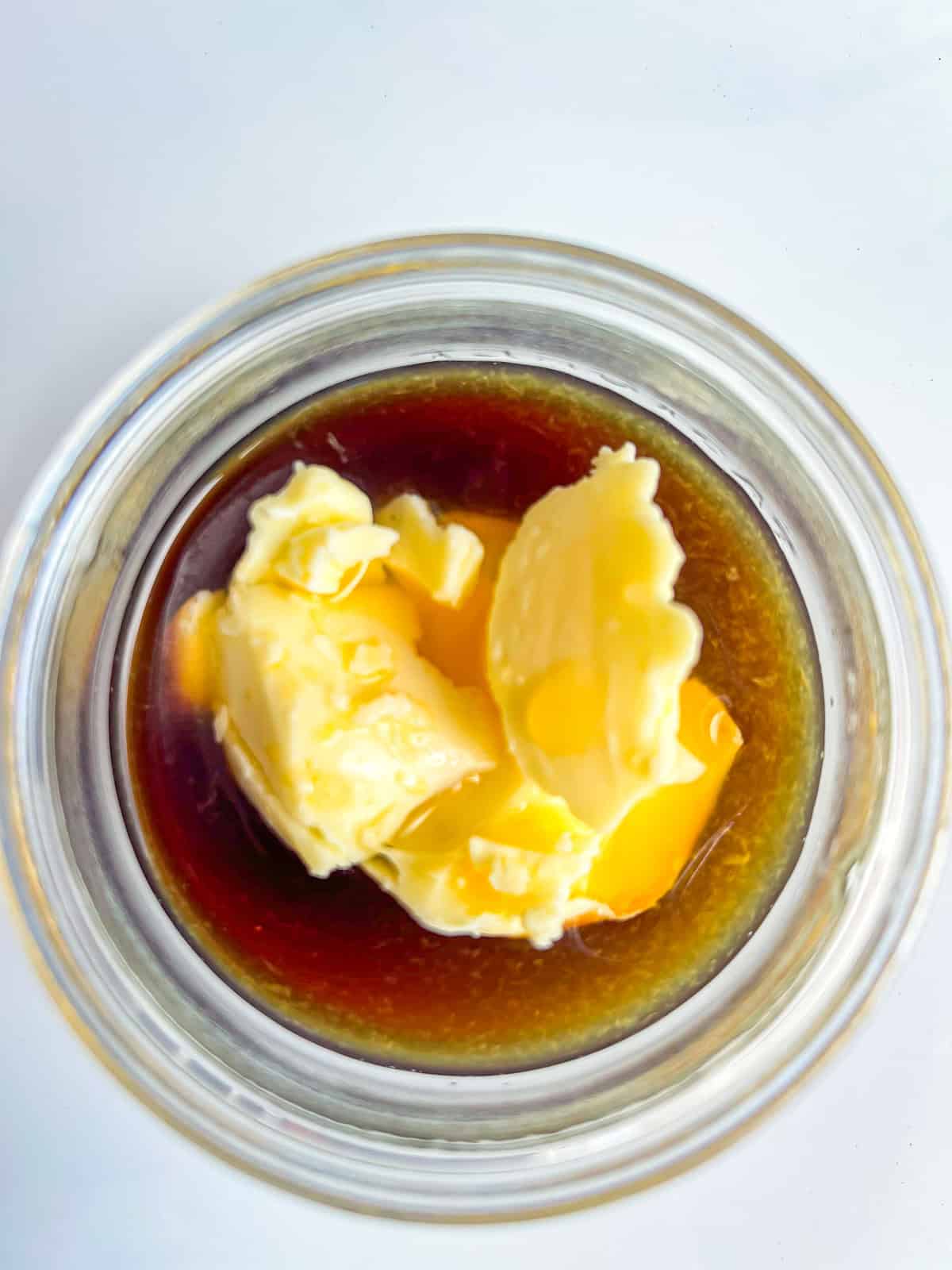 Butter in teriyaki sauce.