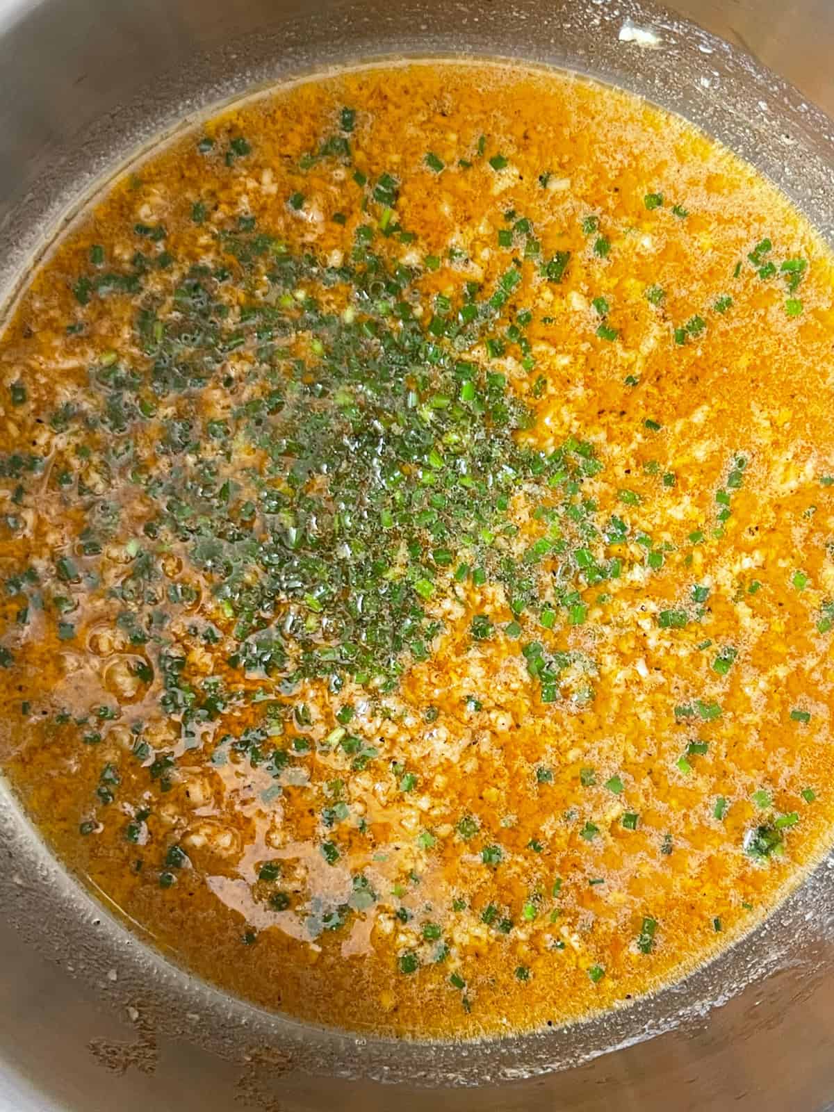 garlic butter in a pot.