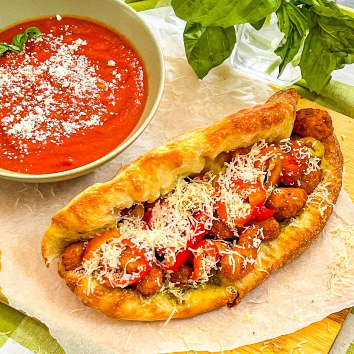 Shrimp Parm Pizza Sandwich
