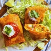 shrimp chimichanga on a platter