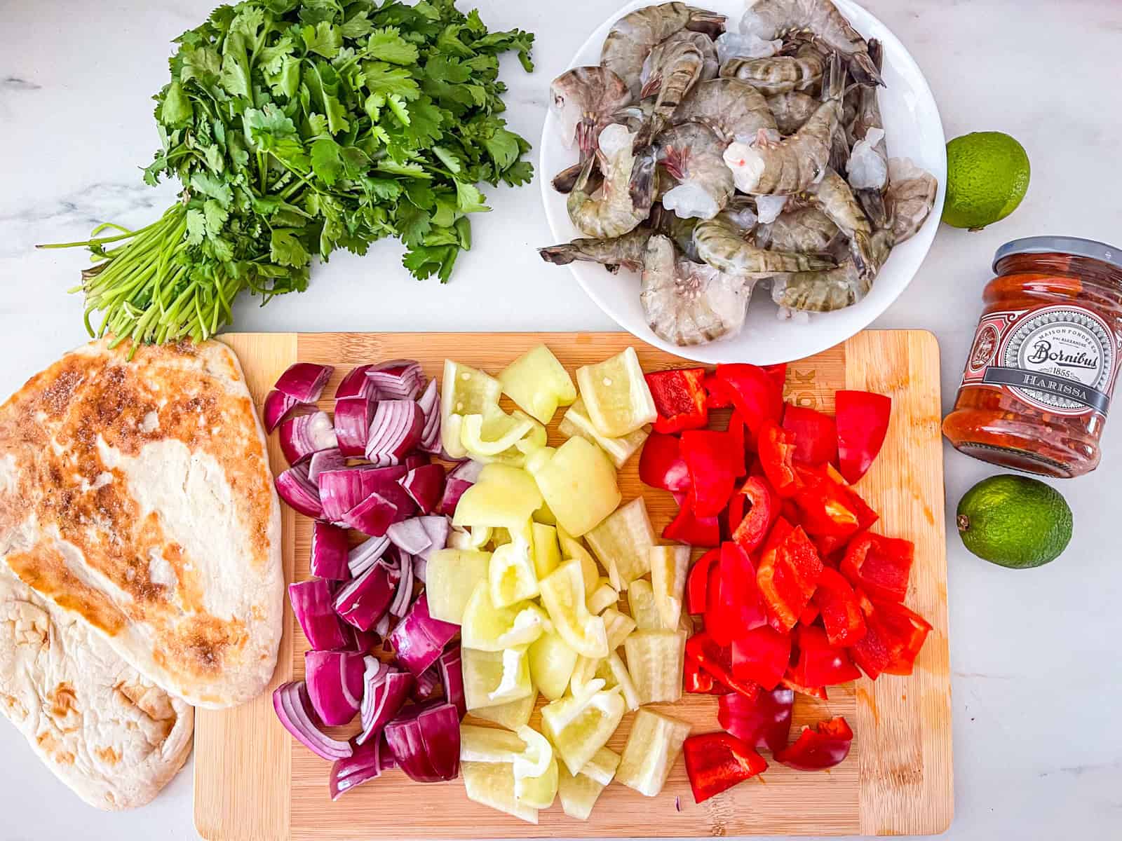 Ingredients for harissa shrimp