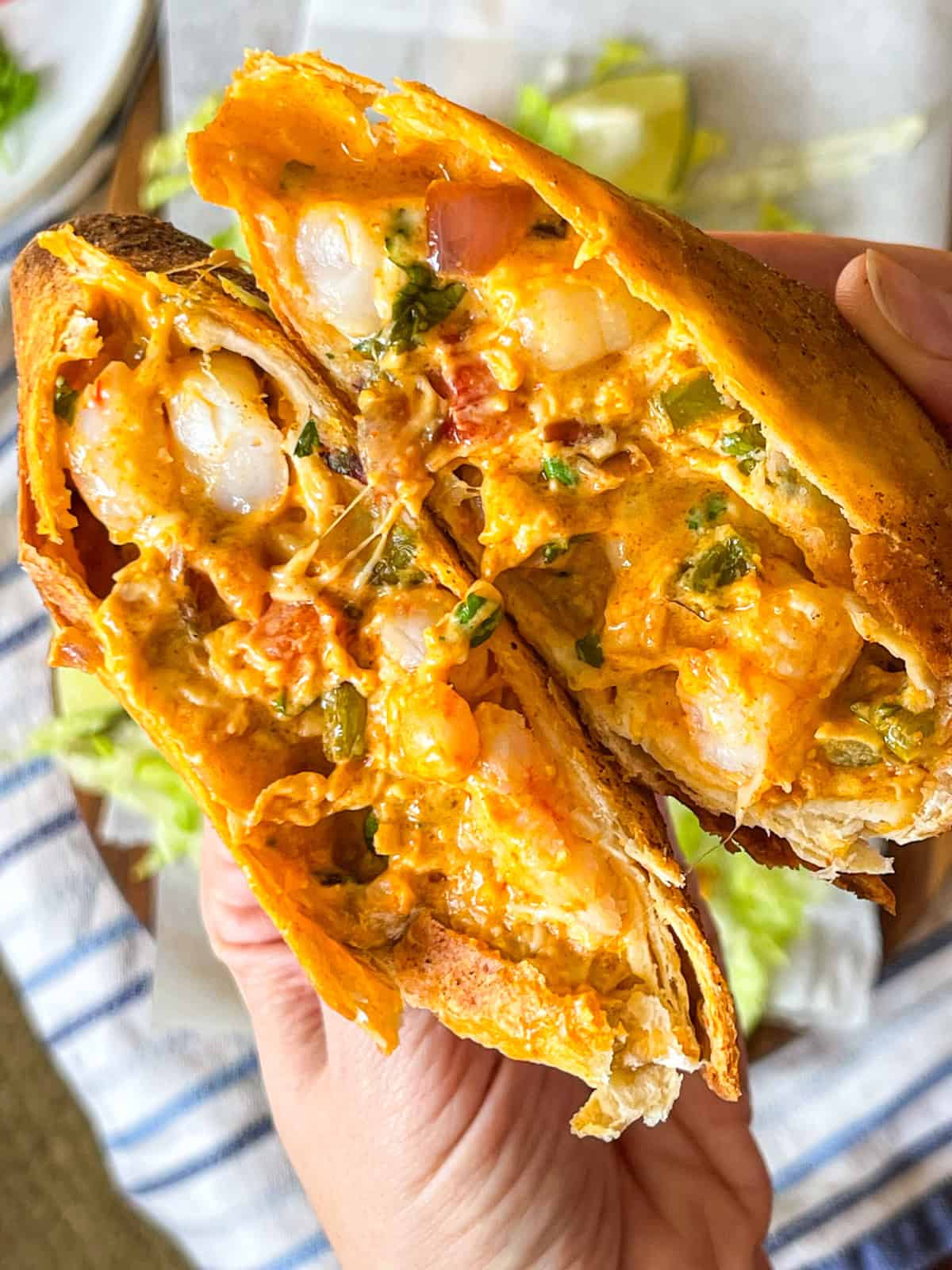 shrimp chimi spread open
